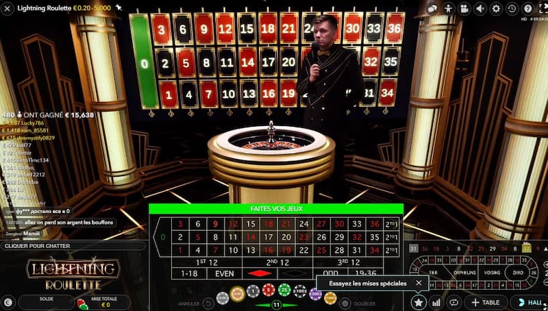 une partie de lightning roulette
