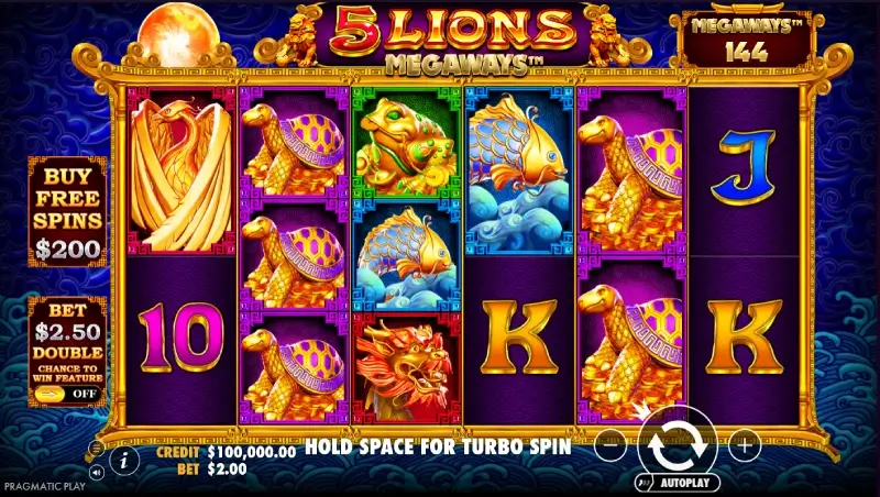 Interface de la machine à sous 5 Lions Megaways