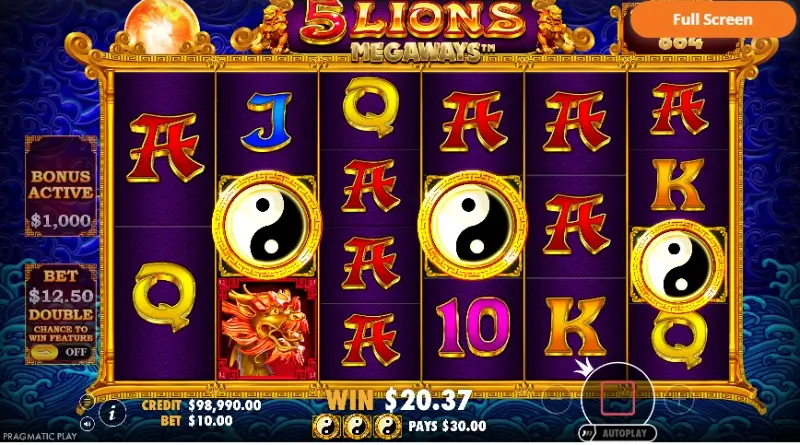 Lancement des spins sur 5 Lions Megaways
