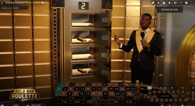 Interface de Gold Bar Roulette
