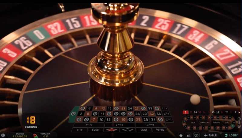 Lancement de la roue sur Gold bar roulette