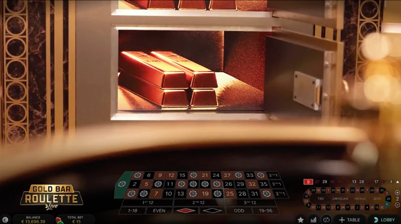 Le dévoilement des lingots sur Gold Bar Roulette