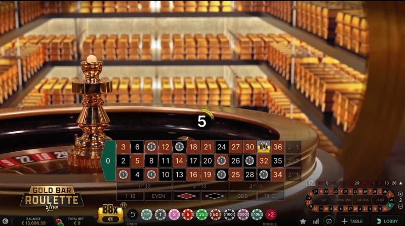 Misez des Golds Bars sur Gold Bar Roulette