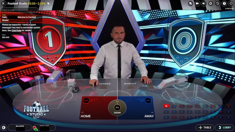 interface du jeu Football Studio