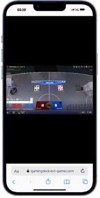 interface mobile de Football Studio