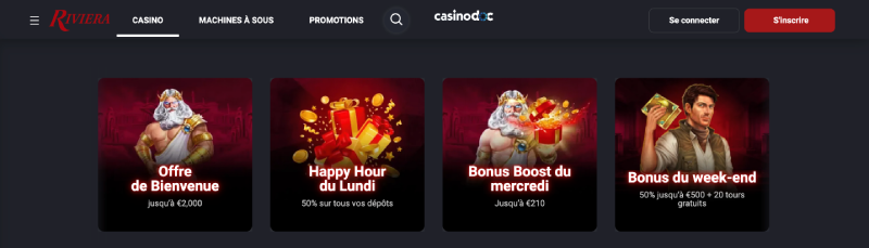 Bonus de bienvenue de Riviera Casino