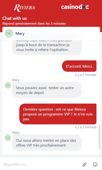 Programme VIP sur Riviera Casino