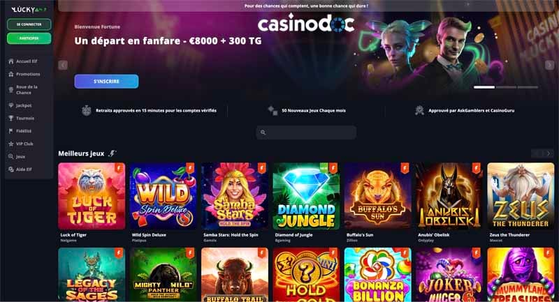 d'accueil lucky elf casino
