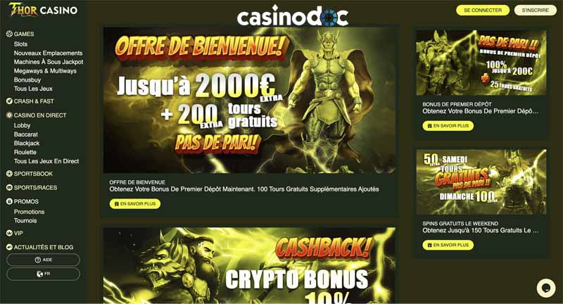 bonus bienvenue thor casino