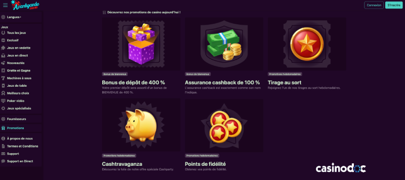 Autres promotions avantgarde Casino