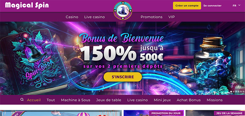 Magical Spin Casino : 150 tours gratuits sans dépôt