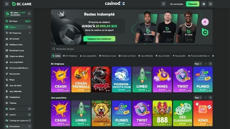 page des jeux de casino BC Game