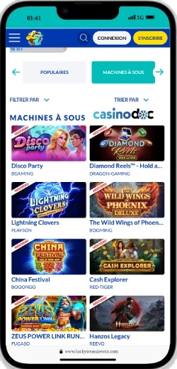 lucky treasure sur mobile
