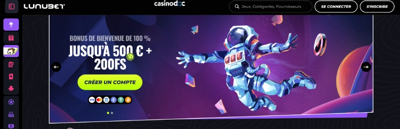 Bonus de bienvenue sur Lunubet Casino