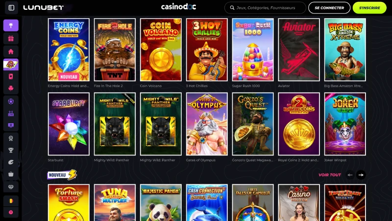 Jeux casino de Lunubet Casino