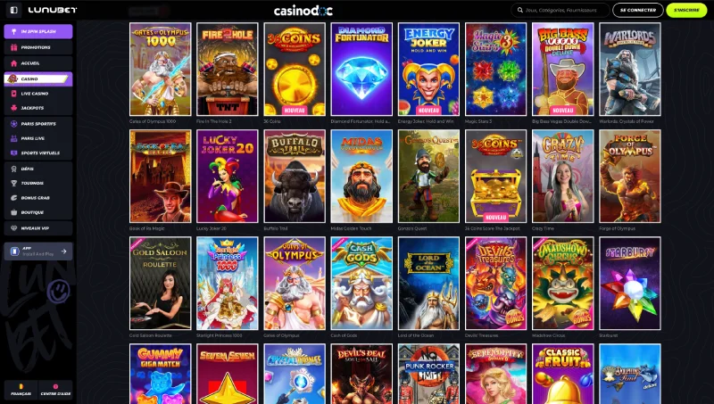 Jeux sur Lunubet Casino