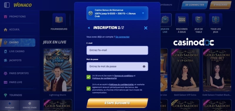 Register 2 Wonaco Casino