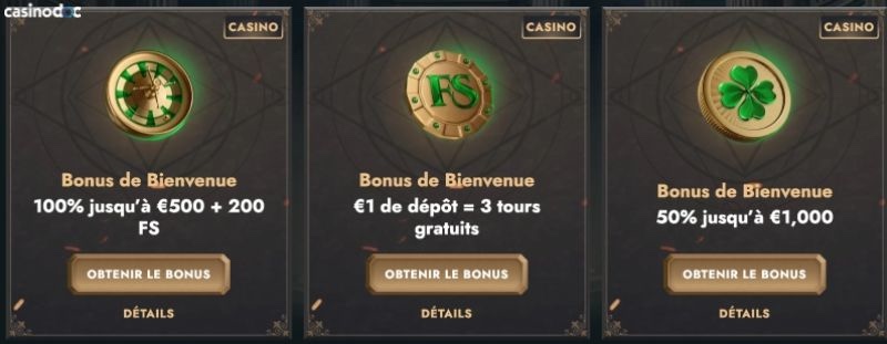 bonus de bienvenue Lucky Heroes Casino