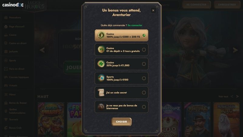 inscription Lucky Heroes Casino étape 3