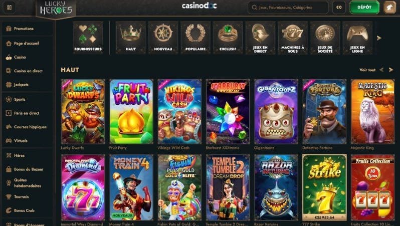 jeux Lucky Heroes Casino