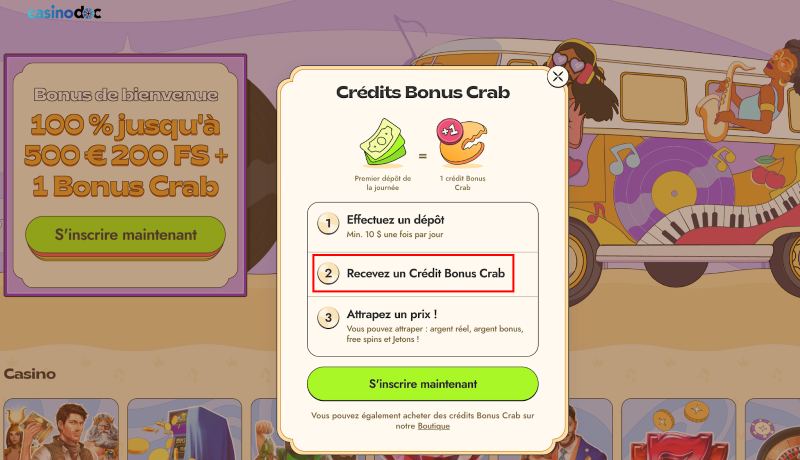 Capture d'écran du bonus Crab sur Vinyl Casino