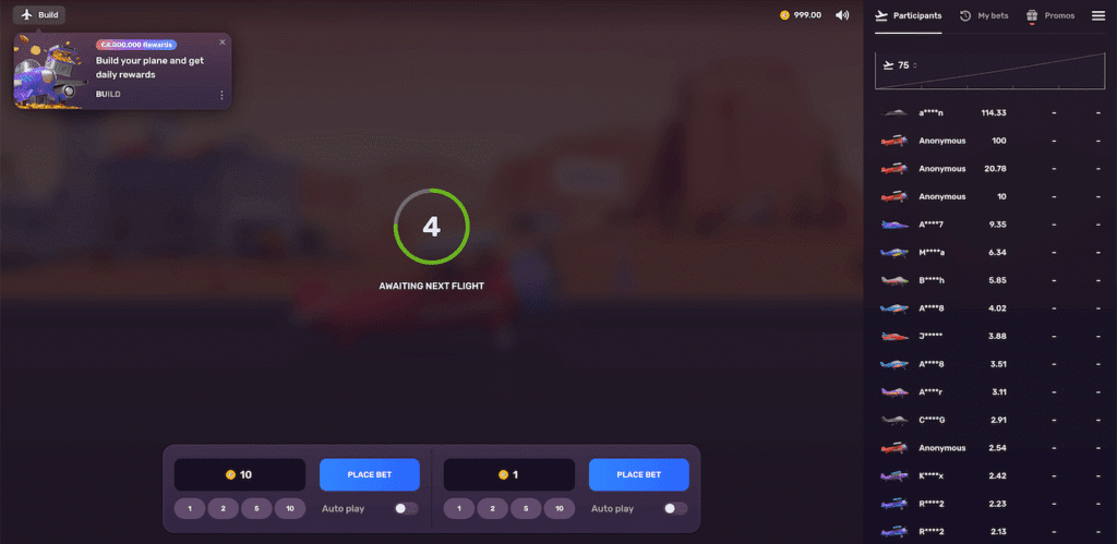 configuration des mises du jeu Aviatrix