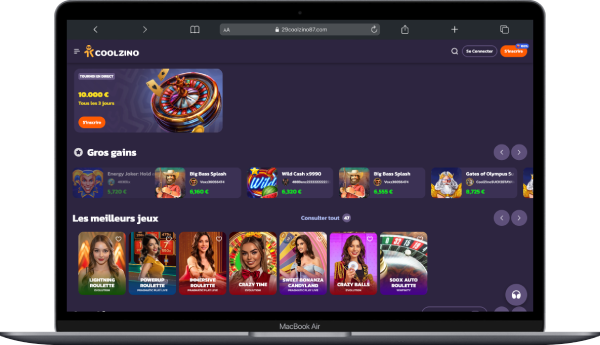 Interface Coolzino Casino version ordinateur Macbook Air