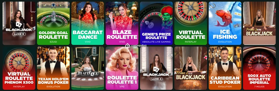 jeux live sur sombrero spins