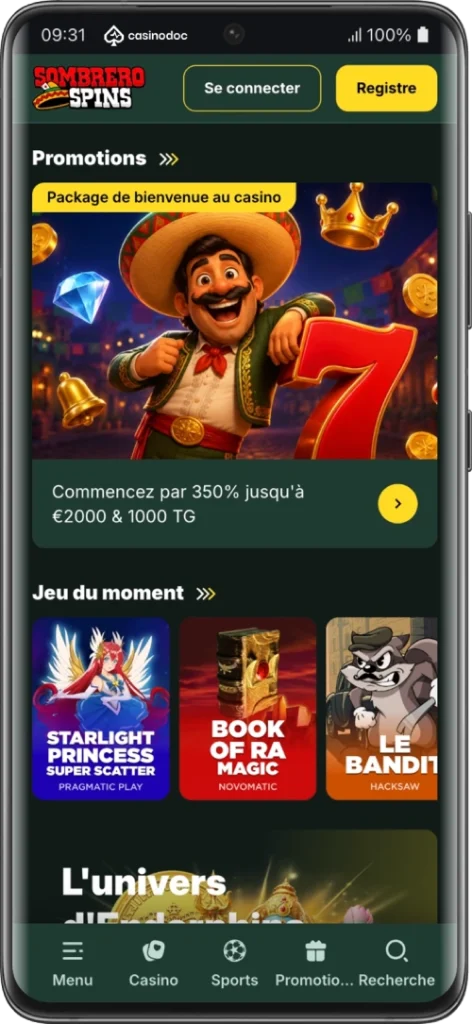 sombrero spins sur android