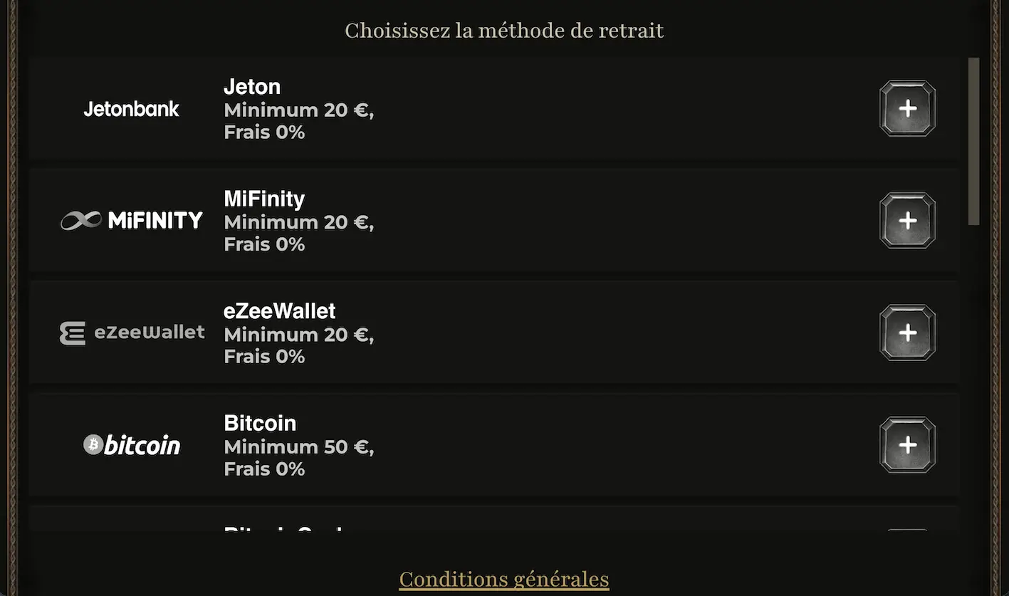 Choisir une méthode de retrait sur le casino Kyngs