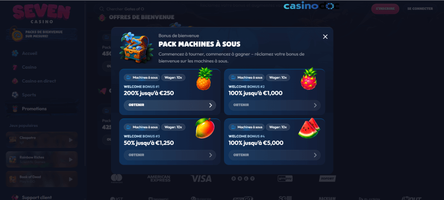 Bonus de bienvenue seven casino