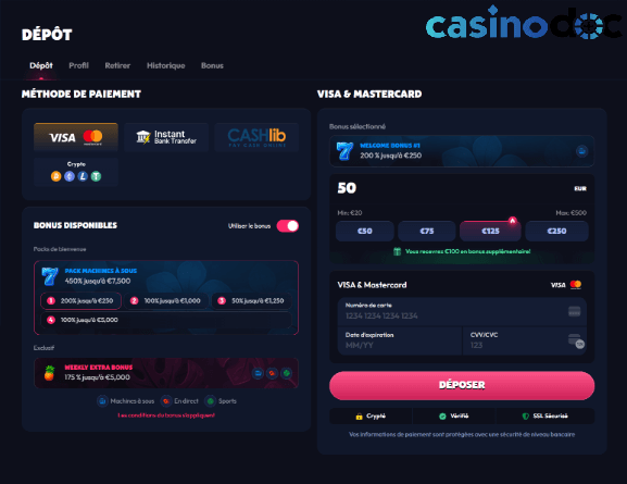 dépôt sur seven casino