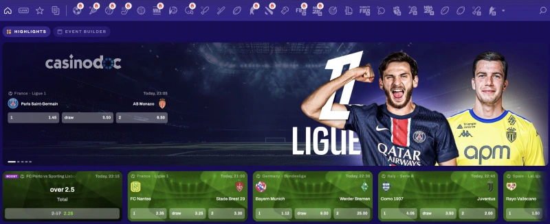 Capture écran des paris sportifs sur Candyspinz Casino
