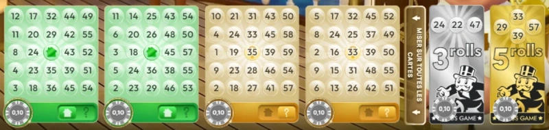 Capture écran du choix des cartes sur Monopoly Big Baller
