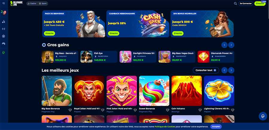 nouveau casino en ligne billionaire spin