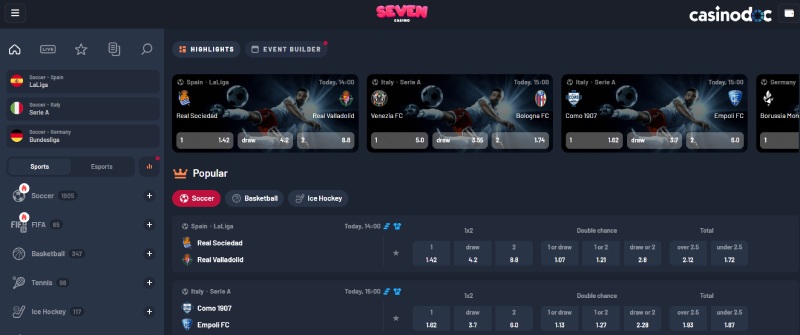 Paris sportifs Seven Casino
