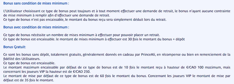 conditions de mise