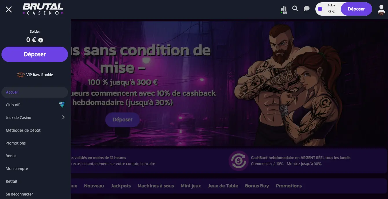 page d'accueil brutal casino