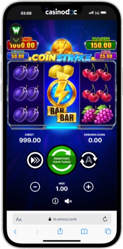 L'interface de WinOui sur mobile
