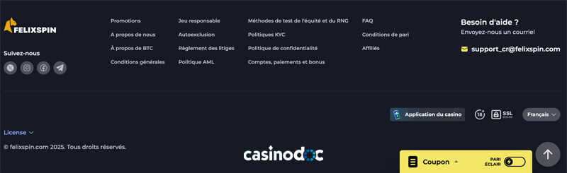 licence avis felixspin