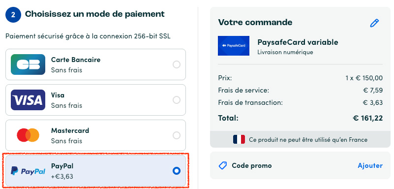 payer une carte prépayée avec paypal
