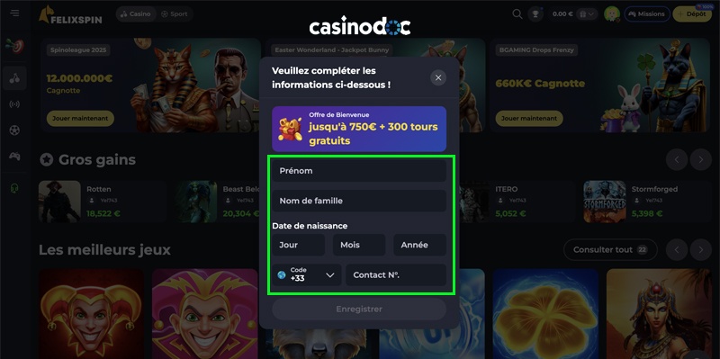 renseignez le formulaire principal avis felixspin