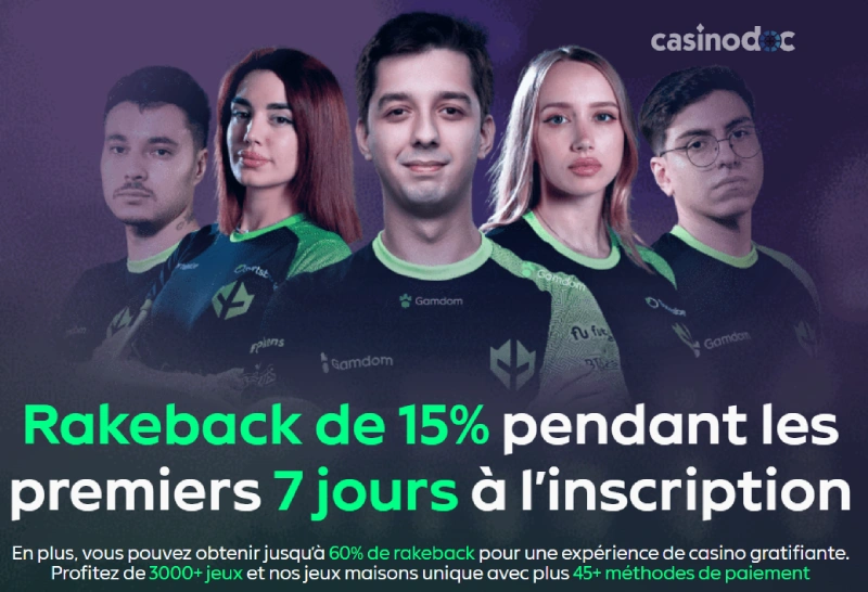 Capture écran Rakeback Gamdom Casino