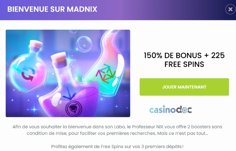 madnix casino propose un bonus sans wager