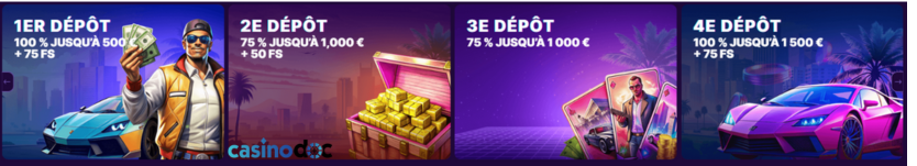 Bonus de bienvenue SlotRush Casino