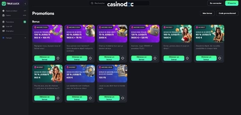 autres promotions trueluck casino