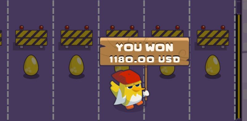 Capture d'écran des gains sur Chicken Cross