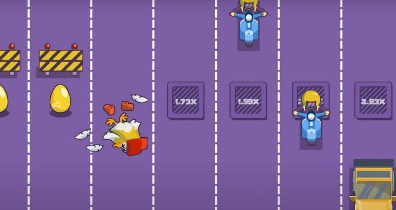 Capture d'écran d'une partie en cours sur Chicken Cross