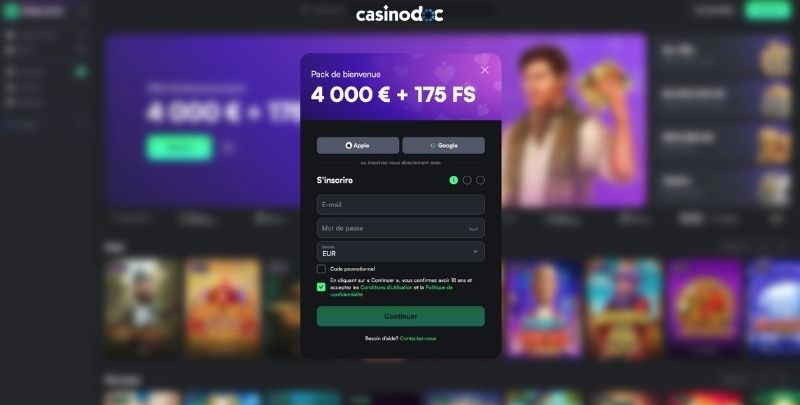inscription trueluck casino étape 2