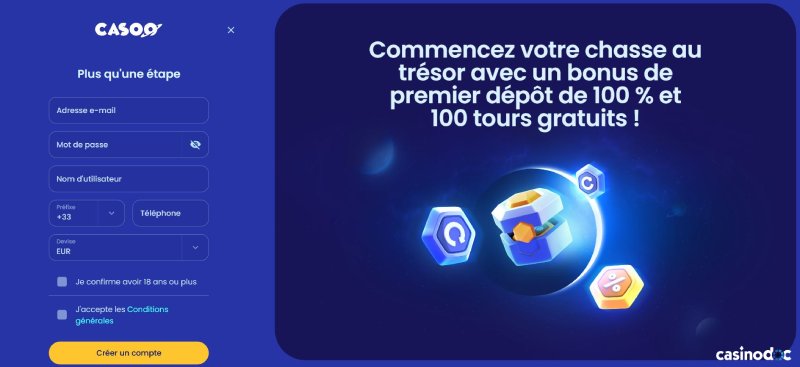 Inscription étape 3 sur Casoo